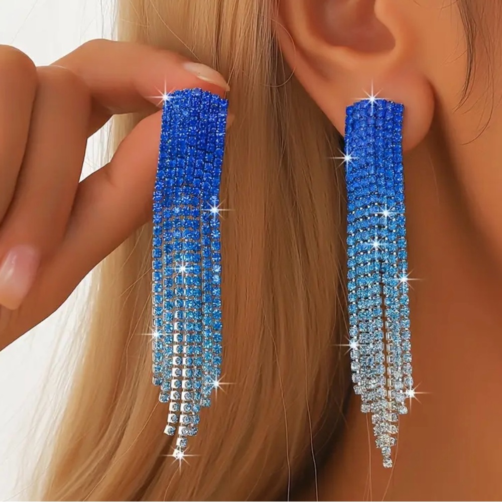 Elegant Blue and Silver Dangle Earrings